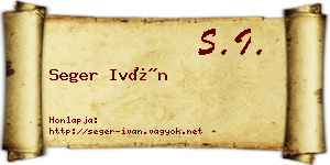 Seger Iván névjegykártya