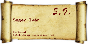 Seger Iván névjegykártya
